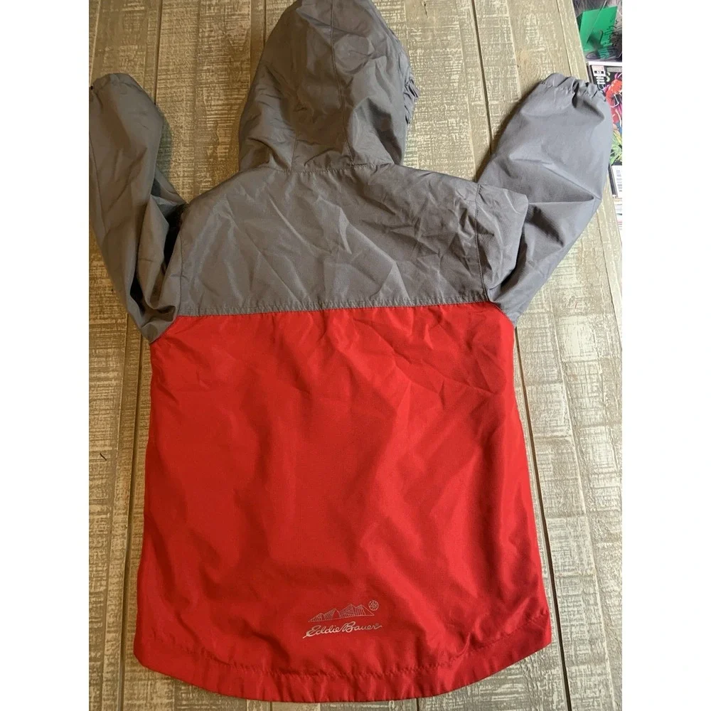 Eddie Bauer ~Big Kids~Boys~ Nylon Red & Gray Hooded Windbreaker Sz XS 5/6‎